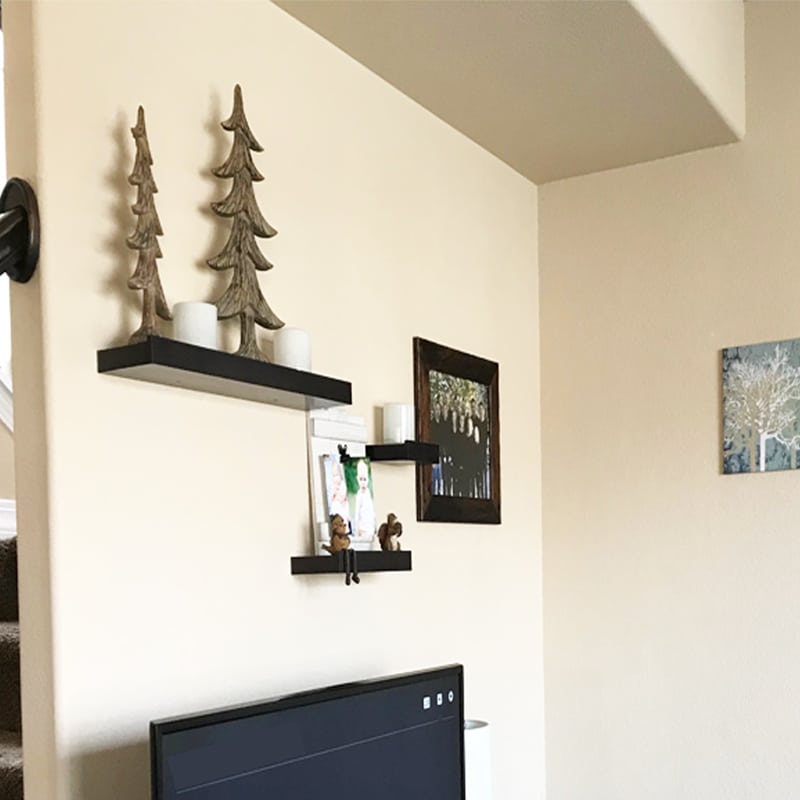 Living area floating shelves steps to staging a home for sale Living area floating shelves steps to staging a home for sale