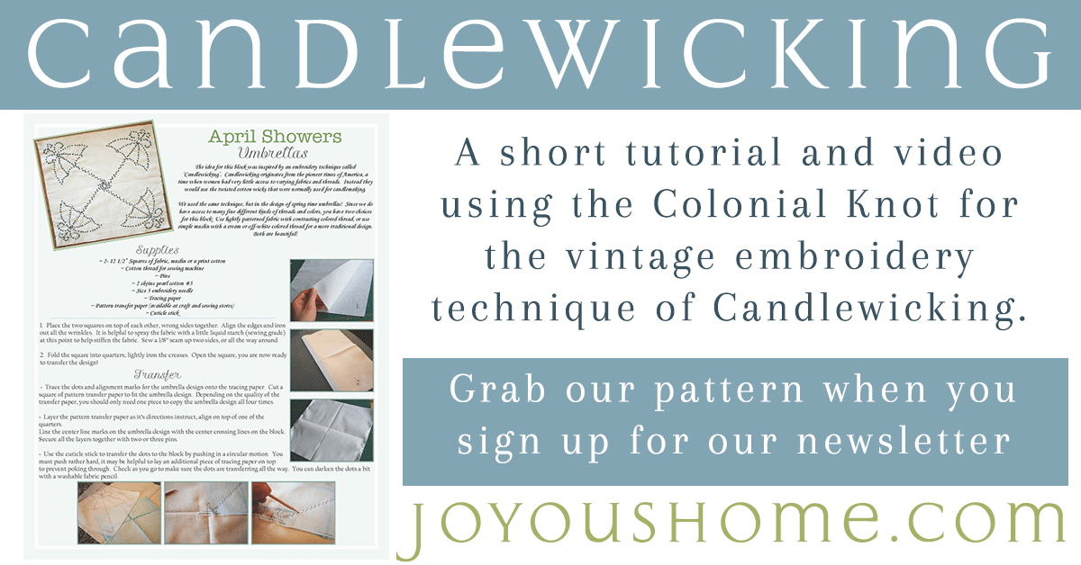 Candlewicking Embroidery Tutorial Joyous Home
