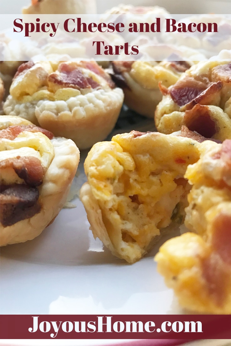 A perfect mini appetizer! Spicy Cheese Bacon Tarts are a great addition to any party. | JoyousHome.com @joyoushome.com