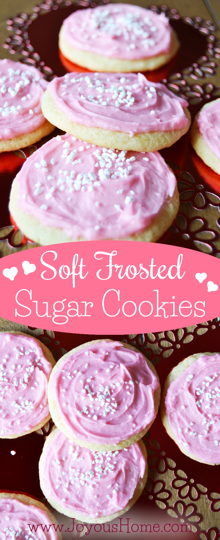 My favorite recipe for soft frosted sugar cookies! Buttery cookies baked to a soft, chewy perfection, then frosted with the fluffiest buttercream frosting.