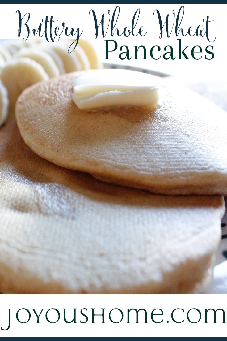 Buttery Whole Wheat Pancakes | https://joyoushome.com