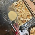 Egg Mixture Covering Baguette Bread French Toast Casserole