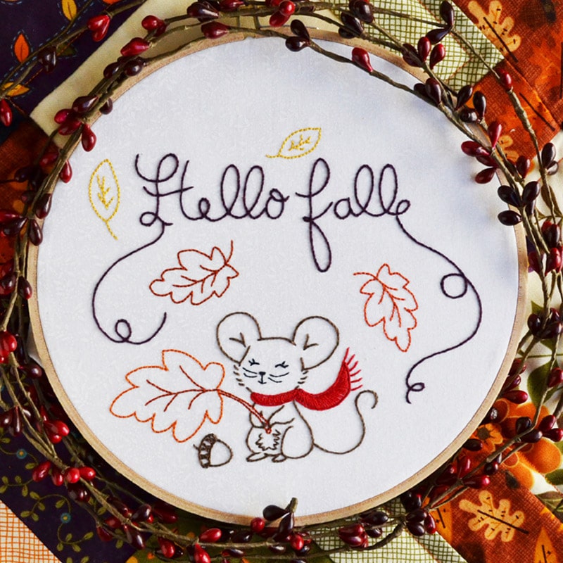Hello Fall Embroidery Pattern