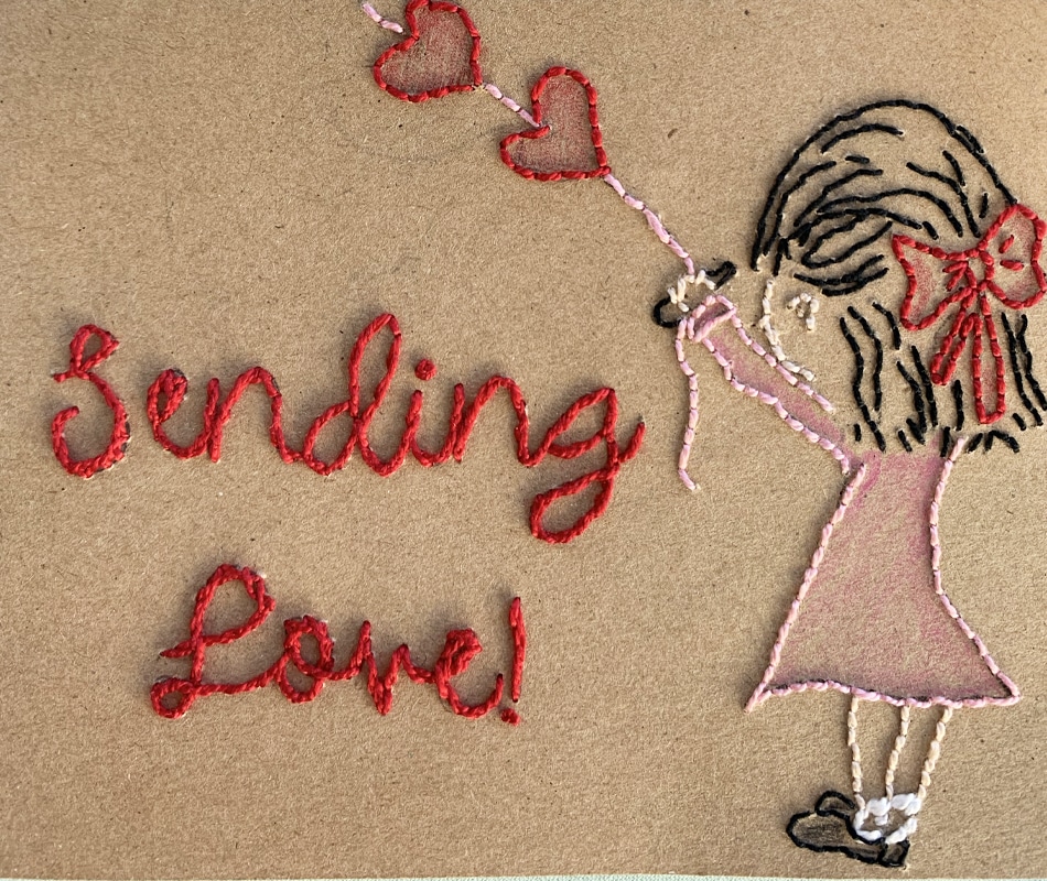 Hand-embroidered Card  Paper embroidery, Sewing cards, Embroidery cards  pattern