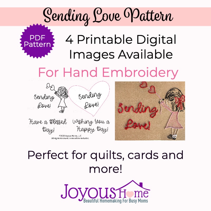 Sending Love Hand Embroidery Pattern