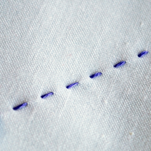 The running stitch can be used in borders and is widely used for hand quilting.